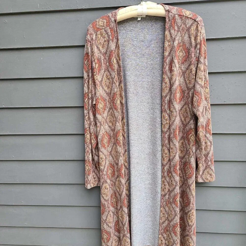 Maurices Brown Rust Tan Open Front Midi Sweater size XL BOHO